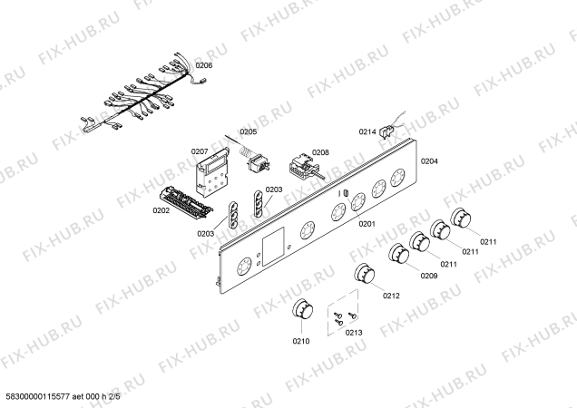 Взрыв-схема плиты (духовки) Profilo FRT4600EG - Схема узла 02