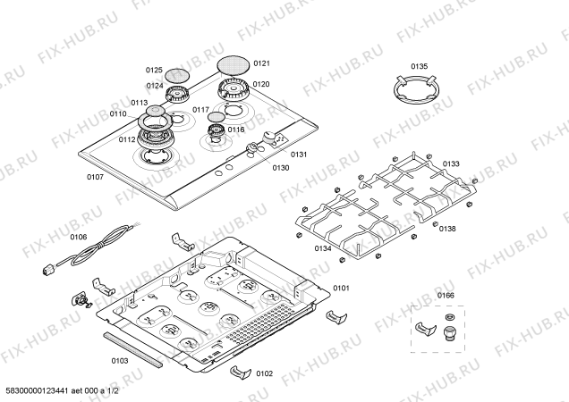 Схема №2 PSA3A6B20 SEMI 30F 1W 4KW BOSCH SV с изображением Монтажный набор для плиты (духовки) Bosch 00447135