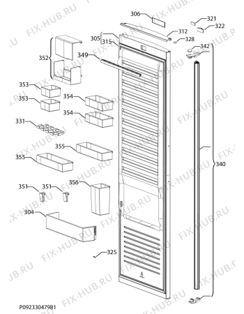 Взрыв-схема холодильника Husqvarna QR740W - Схема узла Door