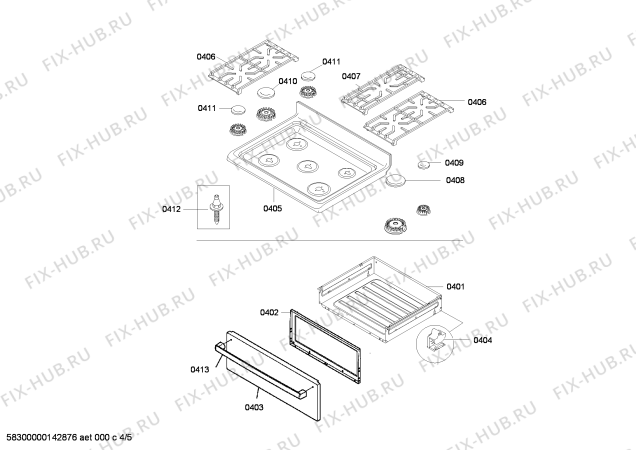 Схема №5 HGS3023UC с изображением Крышка для духового шкафа Bosch 00622485