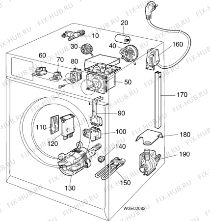 Взрыв-схема стиральной машины Electrolux EW970C - Схема узла W30 Electrical details E