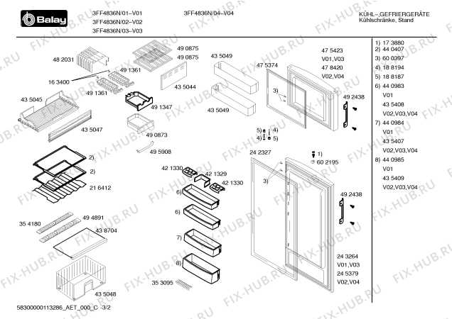 Схема №3 3FF4836N с изображением Дверь для холодильной камеры Bosch 00243264