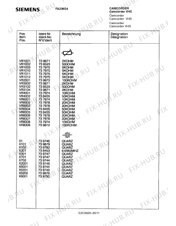 Схема №9 FA236G4 с изображением Плата для видеоаппаратуры Siemens 00739921