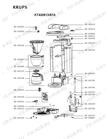 Схема №1 KT420813/87B с изображением Держатель фильтра для кофеварки (кофемашины) Krups SS-202756