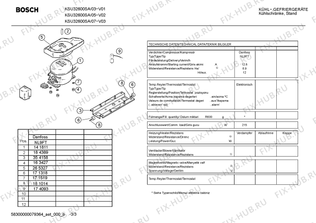 Взрыв-схема холодильника Bosch KSU32600SA - Схема узла 03