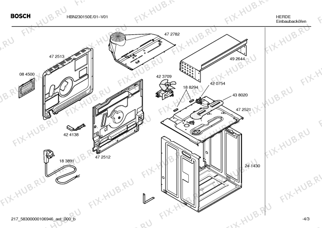 Взрыв-схема плиты (духовки) Bosch HBN230150E - Схема узла 03