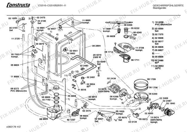 Взрыв-схема посудомоечной машины Constructa CG510S2II CG510 - Схема узла 02