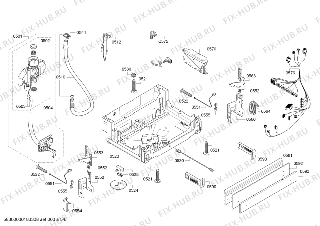 Взрыв-схема посудомоечной машины Bosch SMU40D22SK AquaStop - Схема узла 05