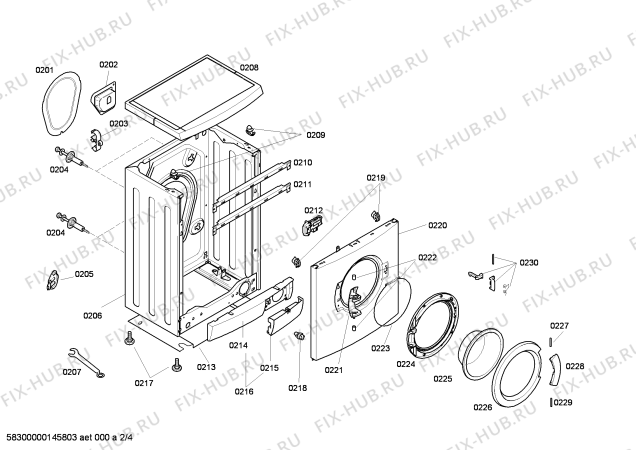 Взрыв-схема стиральной машины Siemens WXS86PTI SIEMENS Pro WM 1800 XS - Схема узла 02