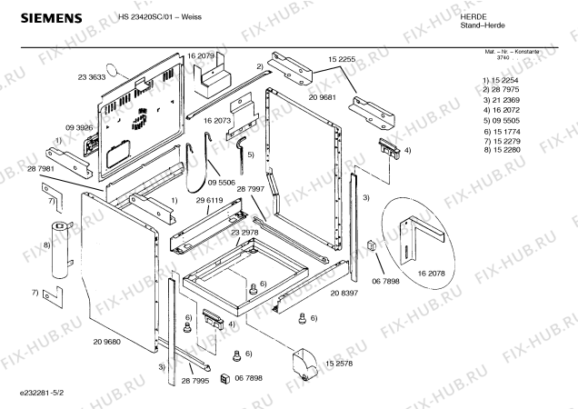 Взрыв-схема плиты (духовки) Siemens HS23420SC - Схема узла 02