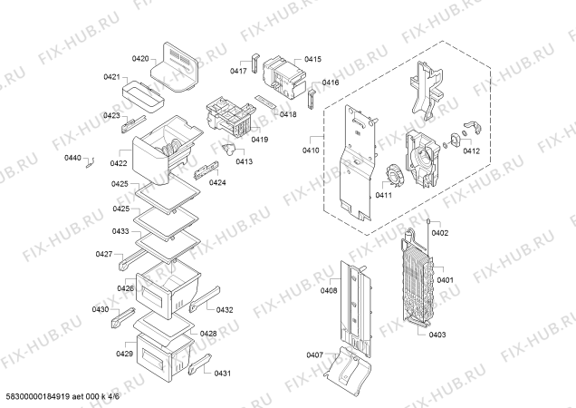 Схема №4 KA3902I20, Side by side IWD с изображением Дверь для холодильника Bosch 00713891