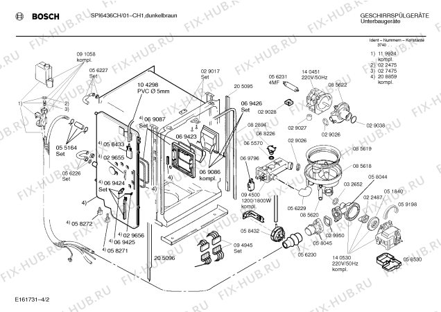 Взрыв-схема посудомоечной машины Bosch SPI6436CH - Схема узла 02