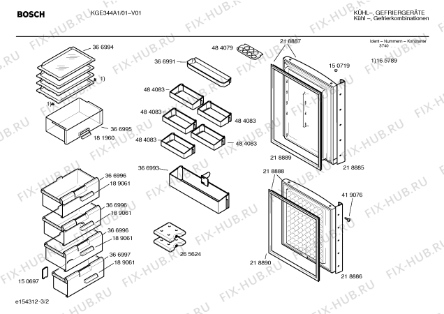 Взрыв-схема холодильника Bosch KGE344A1 - Схема узла 02