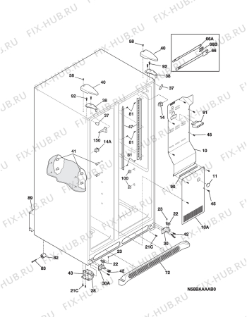 Взрыв-схема холодильника Electrolux ERL7280X - Схема узла C10 Cabinet