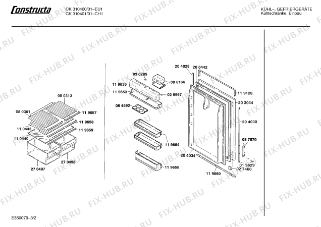 Взрыв-схема холодильника Constructa CK310400 - Схема узла 02