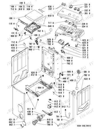 Схема №1 EV 1044 с изображением Обшивка для стиральной машины Whirlpool 481245212117