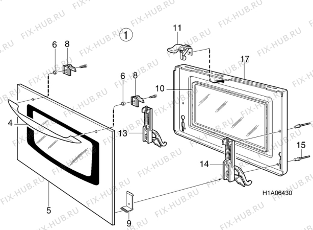 Взрыв-схема комплектующей Electrolux EK5143 - Схема узла H10 Main Oven Door (large)
