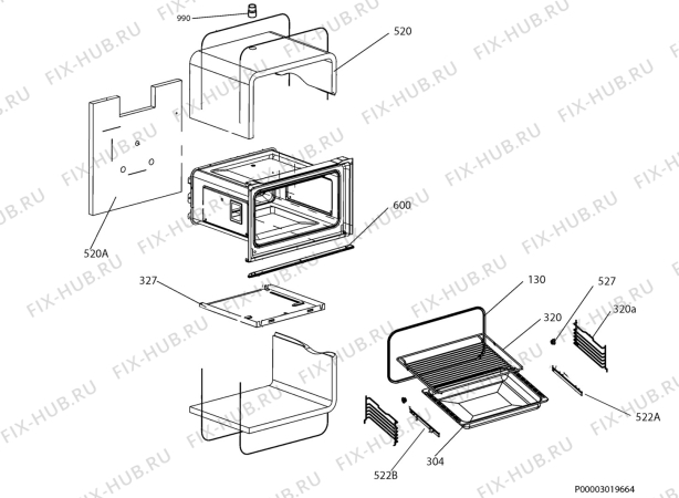 Взрыв-схема комплектующей Aeg Electrolux KB68004-5-M - Схема узла Oven