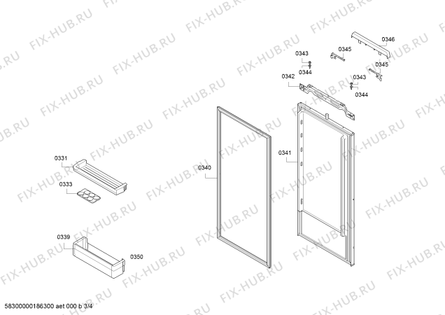 Схема №2 KI1212F30 с изображением Дверь для холодильника Bosch 00772272