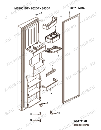 Схема №7 MSZ802DEXHA (F053497) с изображением Отгораживание для холодильника Indesit C00269661