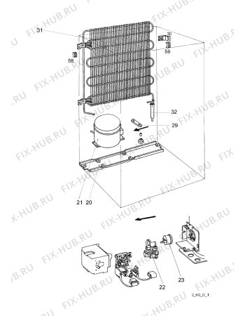 Взрыв-схема холодильника Faure FFT12JB - Схема узла Cooling system 017