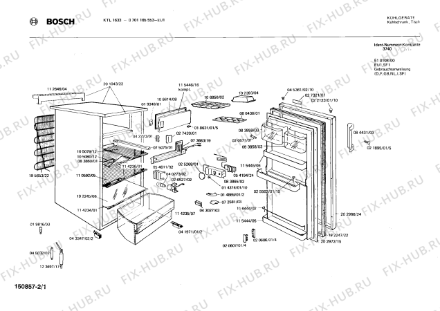 Схема №2 0701165553 KTL1633 с изображением Поднос для холодильника Bosch 00115444