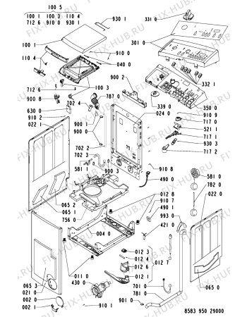 Схема №1 WAT 9508 WD с изображением Обшивка для стиральной машины Whirlpool 481245210313