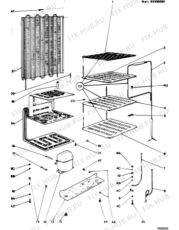 Взрыв-схема холодильника Ariston UP80ARISTON (F000102) - Схема узла