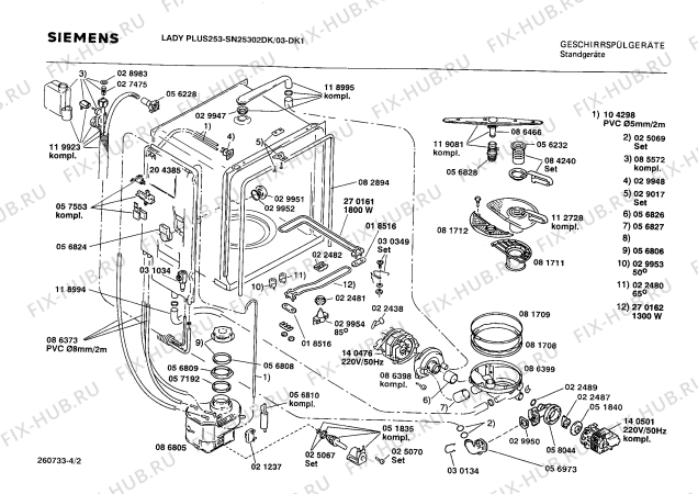 Взрыв-схема посудомоечной машины Siemens SN25302DK - Схема узла 02