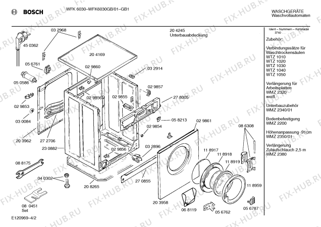 Взрыв-схема стиральной машины Bosch WFK6030GB WFK6030 - Схема узла 02