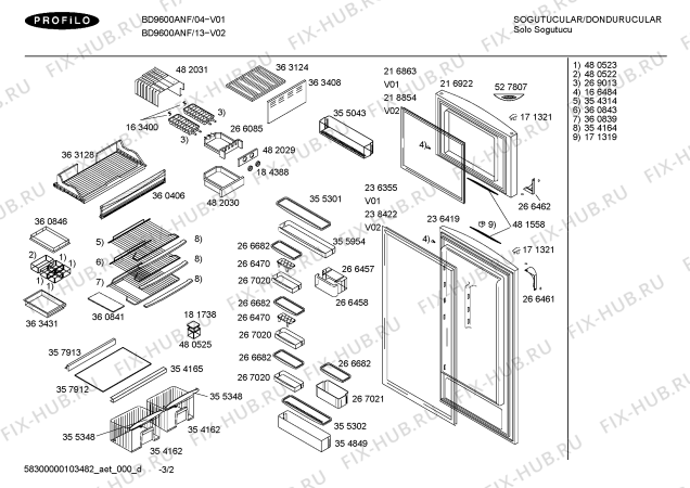 Взрыв-схема холодильника Profilo BD9600ANF - Схема узла 02