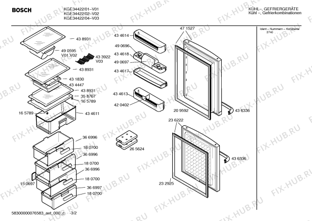 Схема №3 KGE31492 с изображением Модуль для холодильника Bosch 00439574