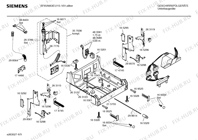 Схема №5 SF25A061EU с изображением Инструкция по эксплуатации для электропосудомоечной машины Siemens 00583042