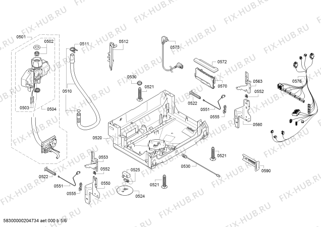 Взрыв-схема посудомоечной машины Bosch SMV24AX01R Silence - Схема узла 05