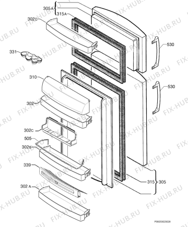 Взрыв-схема холодильника Rex Electrolux RD70DA - Схема узла Door 003