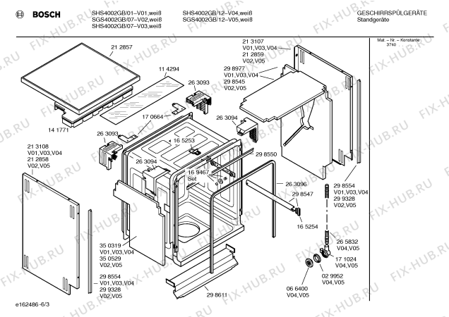 Взрыв-схема посудомоечной машины Bosch SHS4002GB - Схема узла 03