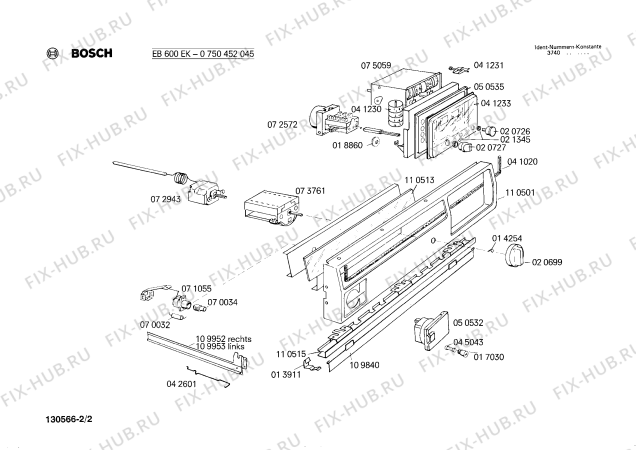 Взрыв-схема плиты (духовки) Bosch 0750452045 EB600EK - Схема узла 02