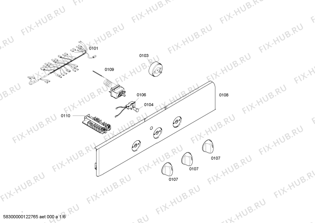 Схема №6 HBN411W0 с изображением Панель управления для духового шкафа Bosch 00664383