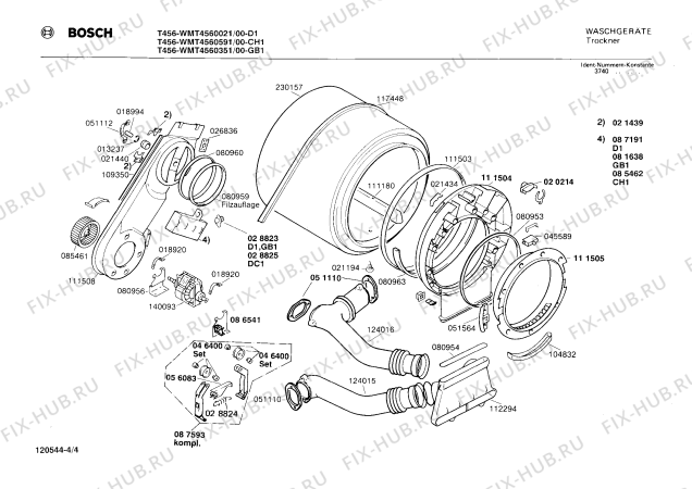 Взрыв-схема сушильной машины Bosch WMT4560351 T456 - Схема узла 04