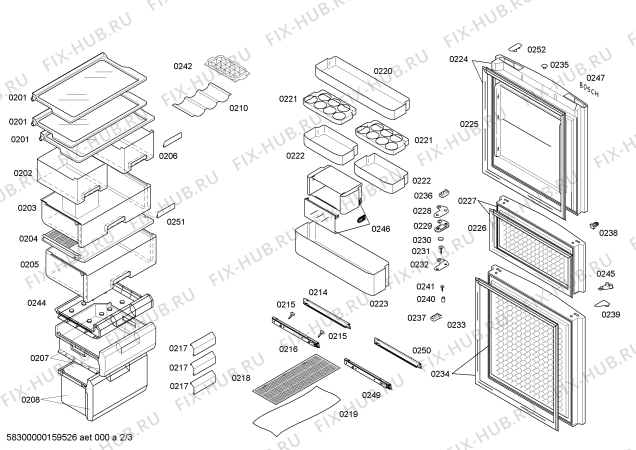 Схема №3 KKF23836TI с изображением Выдвижной ящик для холодильника Bosch 00247981
