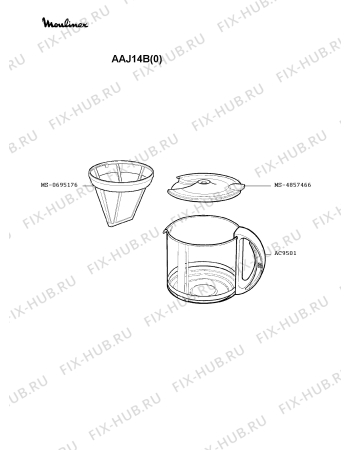 Взрыв-схема кофеварки (кофемашины) Moulinex AAJ14B(0) - Схема узла ZP001846.7P2