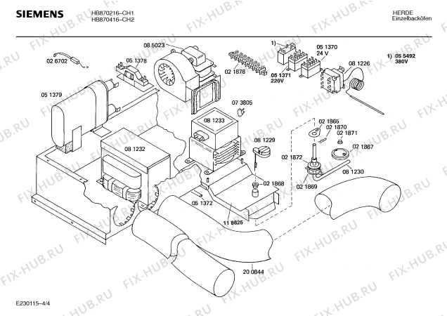 Взрыв-схема плиты (духовки) Siemens HB870216 - Схема узла 04