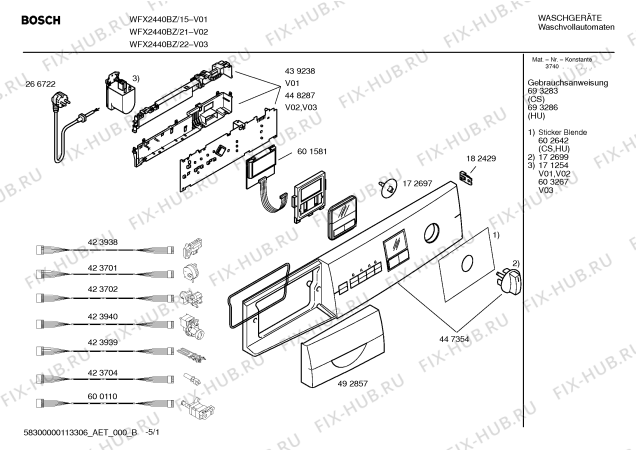 Схема №5 WFX2440BZ Maxx Advantage WFX2440 с изображением Инструкция по эксплуатации для стиралки Bosch 00693283