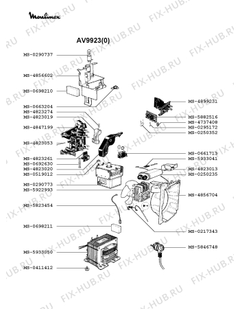 Взрыв-схема микроволновой печи Moulinex AV9923(0) - Схема узла NP002367.5P3