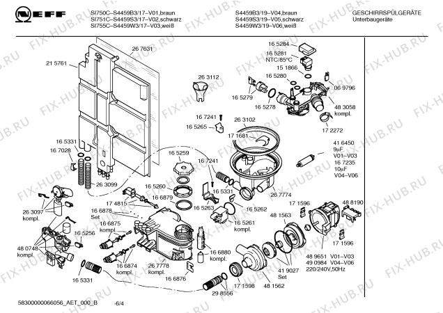 Схема №6 S4459N2 SI759B с изображением Инструкция по эксплуатации для электропосудомоечной машины Bosch 00583115