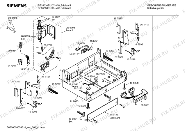 Взрыв-схема посудомоечной машины Siemens SE35530EU - Схема узла 05