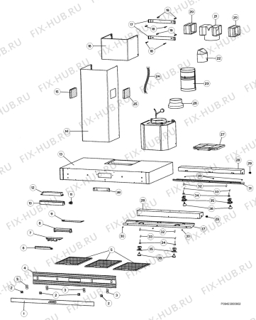 Взрыв-схема вытяжки Zanussi ZHC1000X - Схема узла Section 1