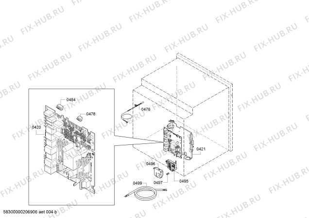 Схема №6 HEA274BS0 с изображением Модуль управления, запрограммированный для духового шкафа Bosch 11024390