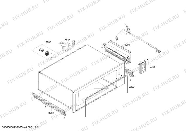 Схема №2 WS282110 с изображением Панель для печи Bosch 00682386