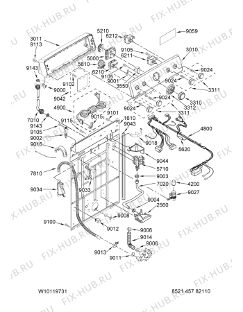 Схема №6 MTW5700TQ0 с изображением Емкоть для порошка для стиралки Whirlpool 480110100465